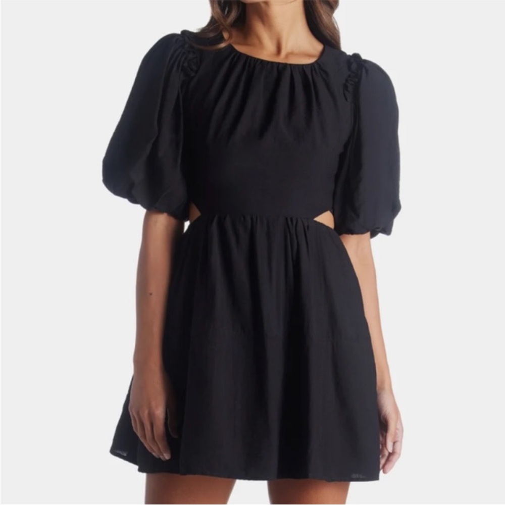 Anthropologie Moon River Open Back Puff Sleeve Cutout Mini Dress S